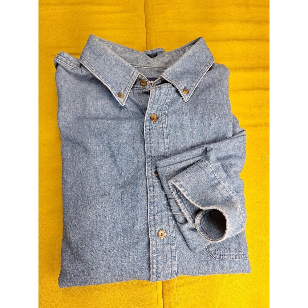 Croft & Barrow Mens M Blue Denim Long Sleeve Button Up Shirt